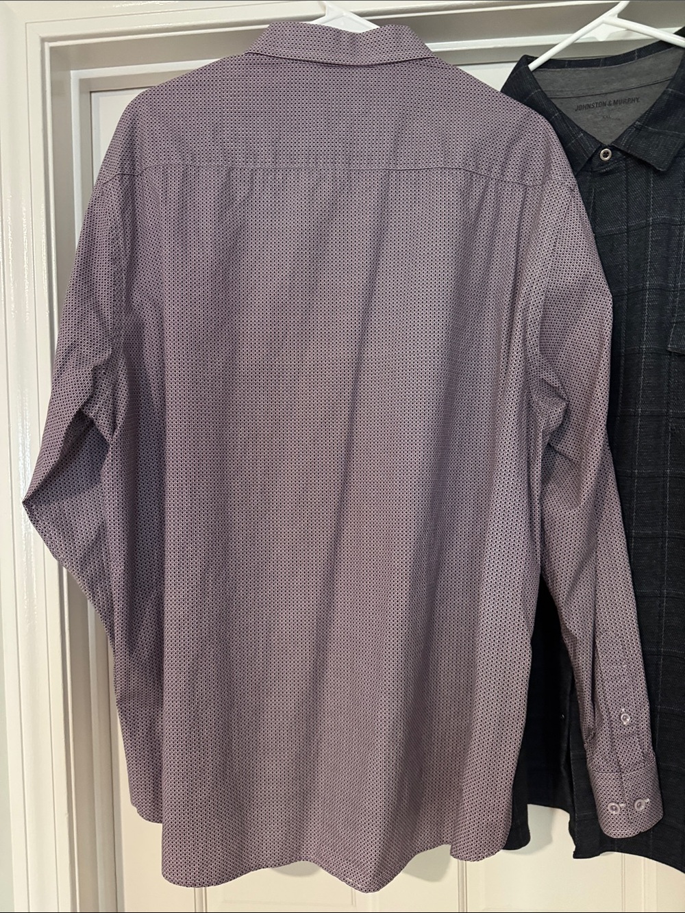 Johnston & Murphy Charcoal Plaid Button-Down and Purple Micro-Pattern Shirt - Picture 9 of 9